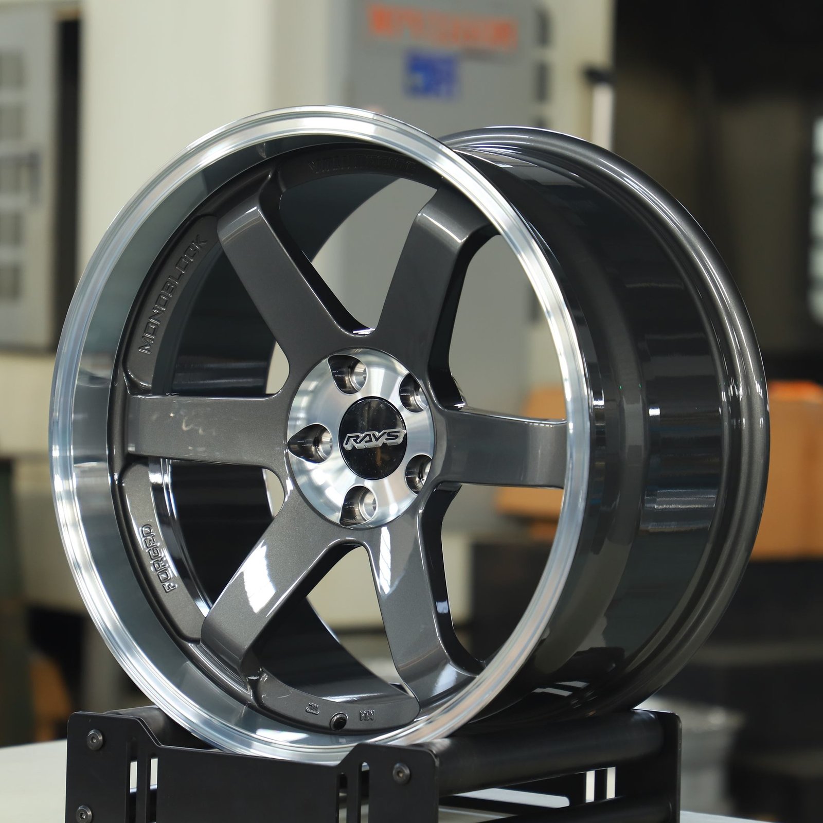 Toyota GR86 wheels – Metallic Gray 6-Spoke Extra Deep Lip (Rays Volk Racing TE37-Style), front view