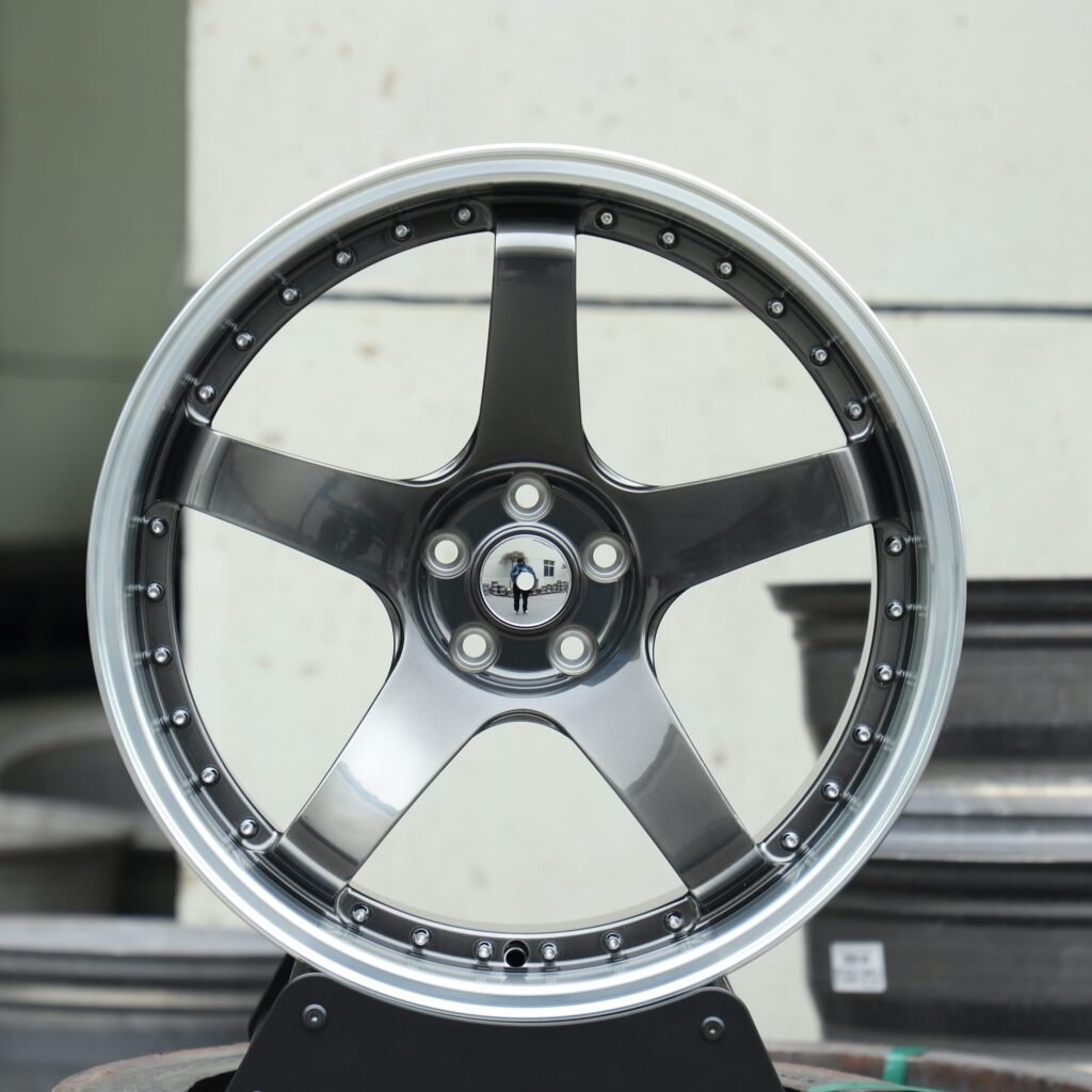 Rays Volk Racing TE37 Metallic Gray 6-Spoke Riveted Deep Lip Forged Wheels - BMW M3 / Nissan GT-R Fitment (5-Lug) Deep Dish forged wheel
