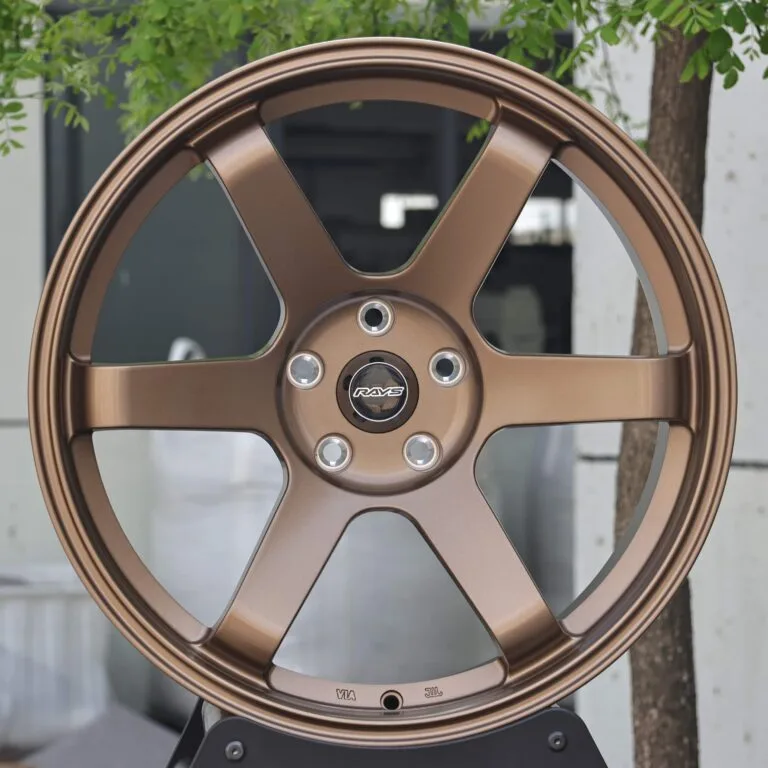 Rays Volk Racing TE37-Style Bronze Gold 6-Spoke Forged Wheels – Toyota GR86 / Subaru WRX, front view