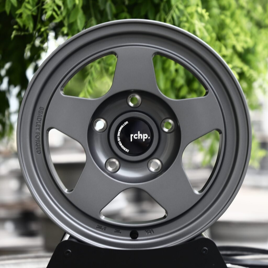 Jeep Wrangler wheels – Matte Gunmetal 5-Spoke Dish (RCHP-Style), front view