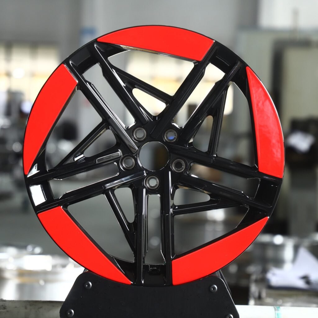 Red / Black 5-Spoke Forged Wheels - Audi A6 / BMW 5 Series Fitment (5-Lug) Monoblock forged wheel
