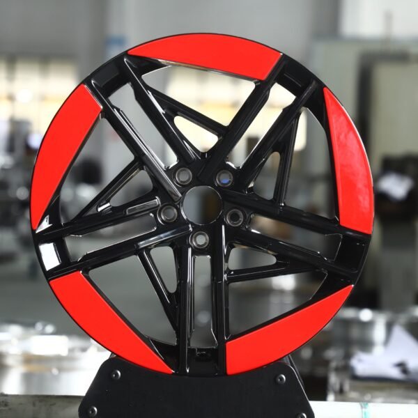 Audi A6 wheels – Red / Black 5-Spoke, front view