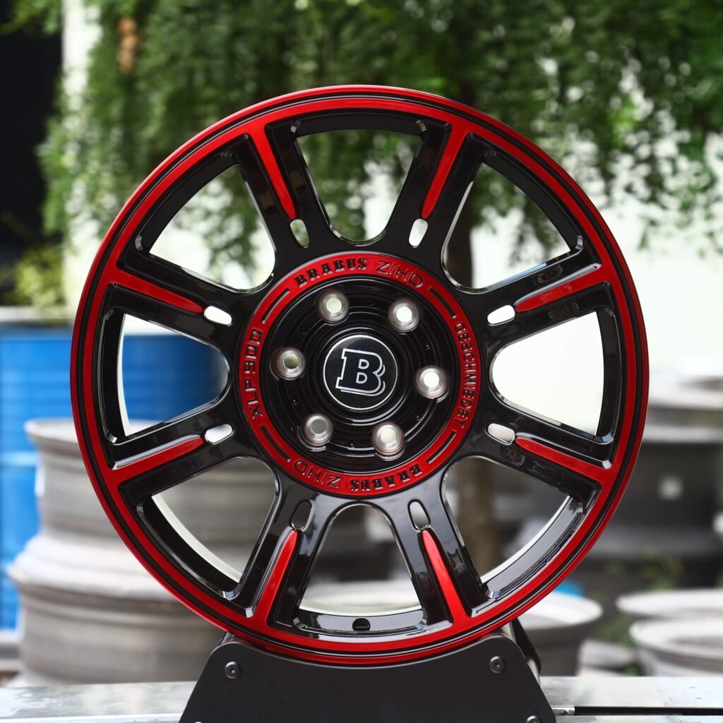 Red / Black 5-Spoke Forged Wheels - Audi A6 / BMW 5 Series Fitment (5-Lug) Monoblock forged wheel