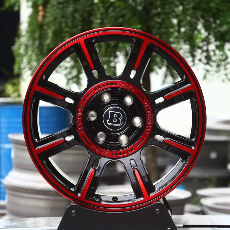 Audi A6 wheels – Red / Black 5-Spoke, front view