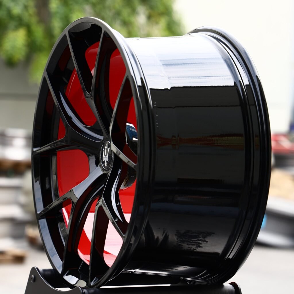 5x114.3 wheels – Red / Black 5 Y-Spoke, side view