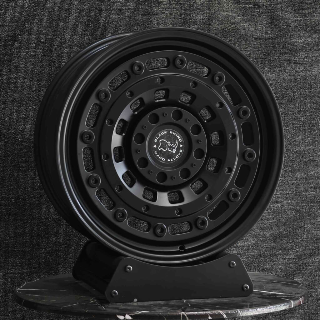 Toyota Tacoma wheels – Rhino Custom Finish Full-Face Deep Lip (Black Rhino-Style), angled view