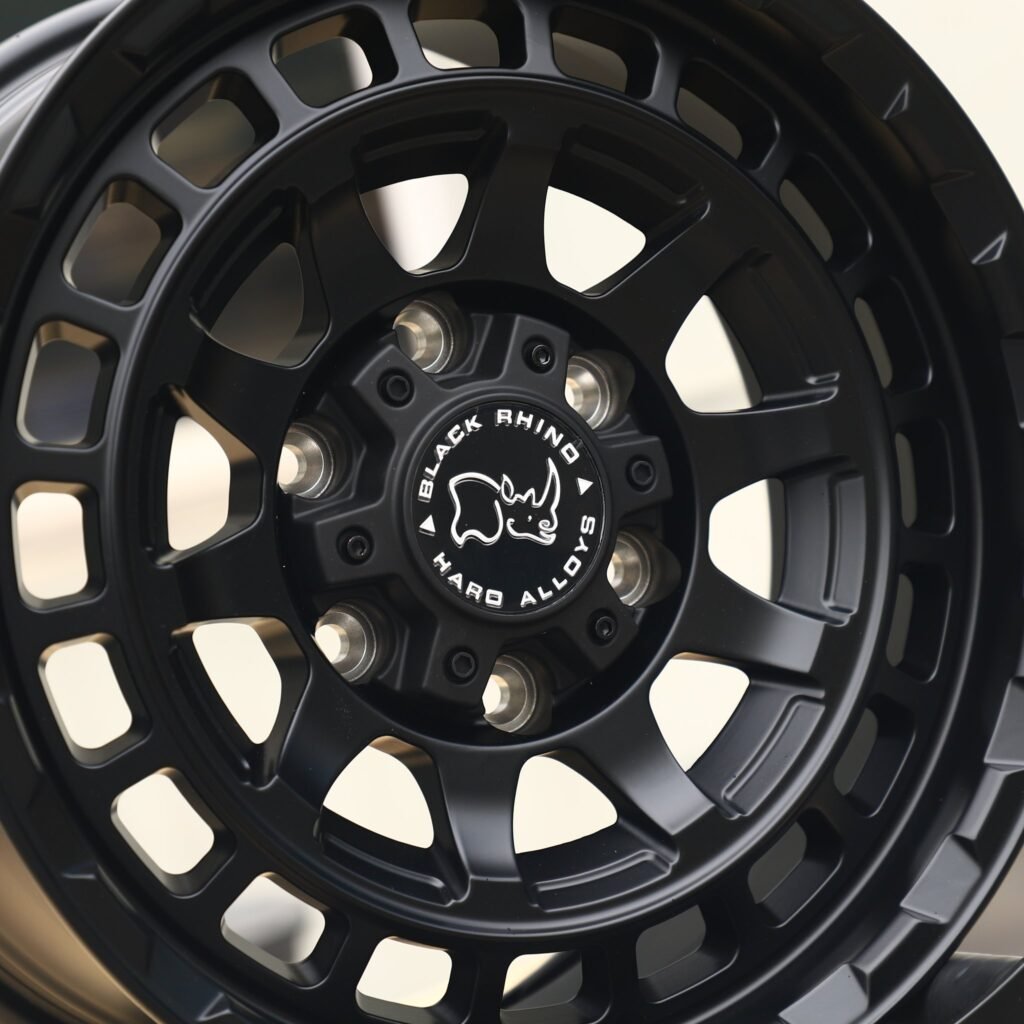 Chevrolet Silverado 1500 wheels – Rhino Gloss Black Double Ring Lip (Black Rhino-Style), lip and barrel detail