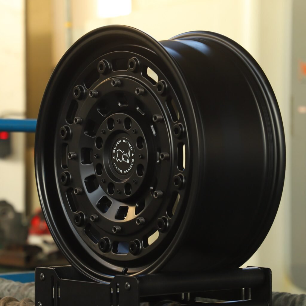 5x112 wheels – Rhino Gloss Black Full-Face Deep Lip (Black Rhino-Style), side view