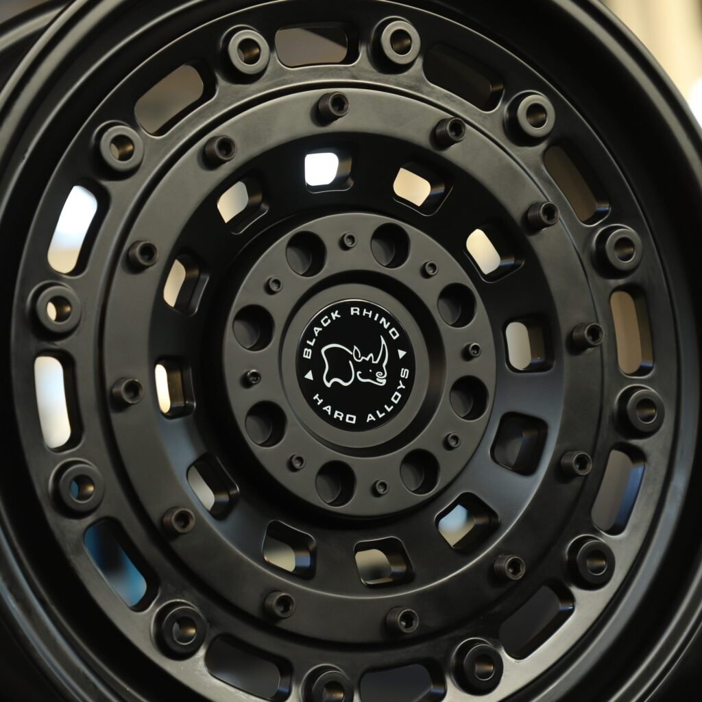 Audi A4 B9 wheels – Rhino Gloss Black Full-Face Deep Lip (Black Rhino-Style), lip and barrel detail