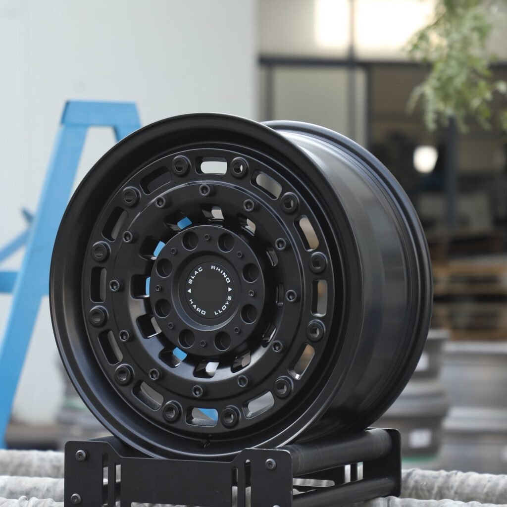 6x139.7 wheels – Rhino Matte Black Custom (Black Rhino-Style), side view