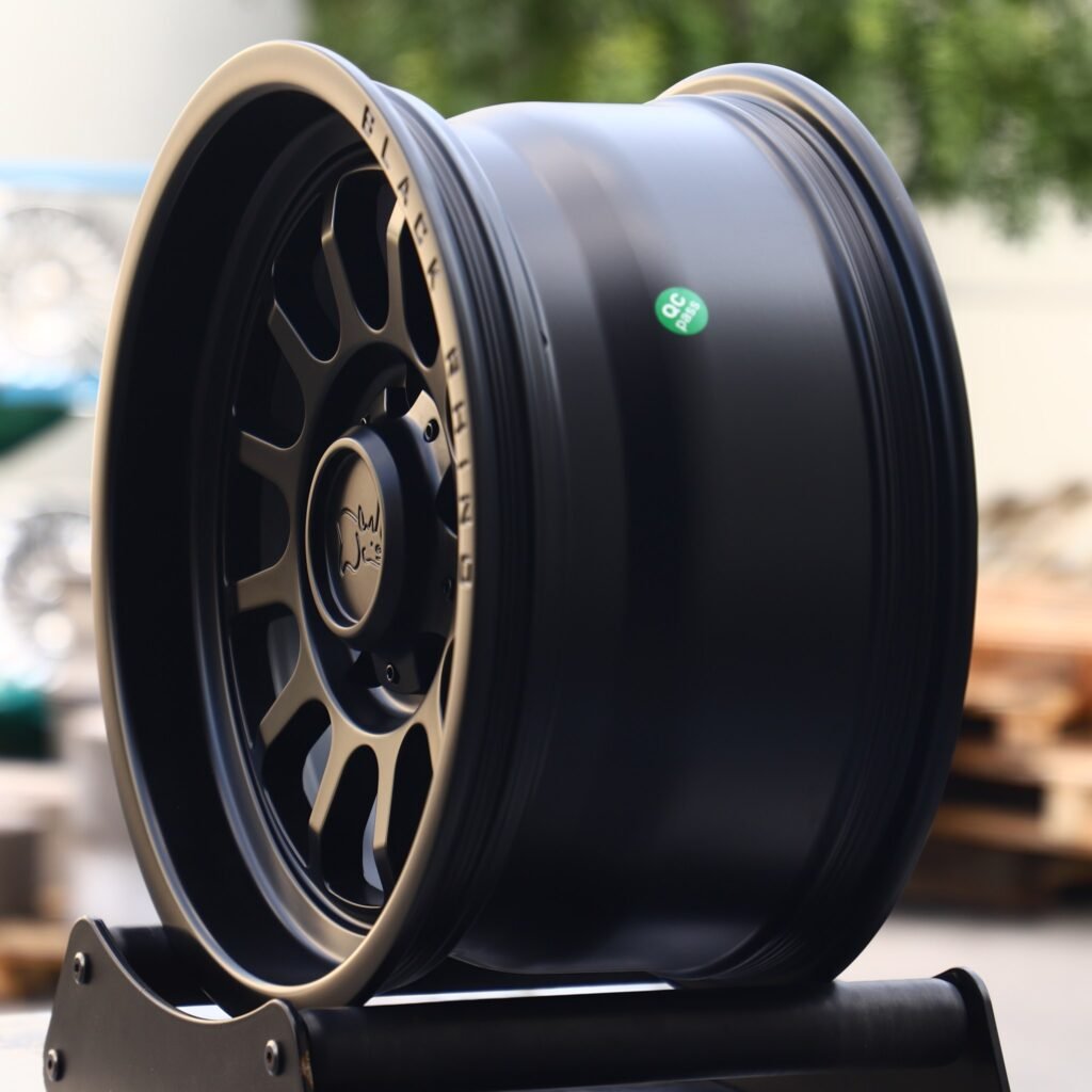 5x127 wheels – Rhino Matte Black Deep Lip, side view