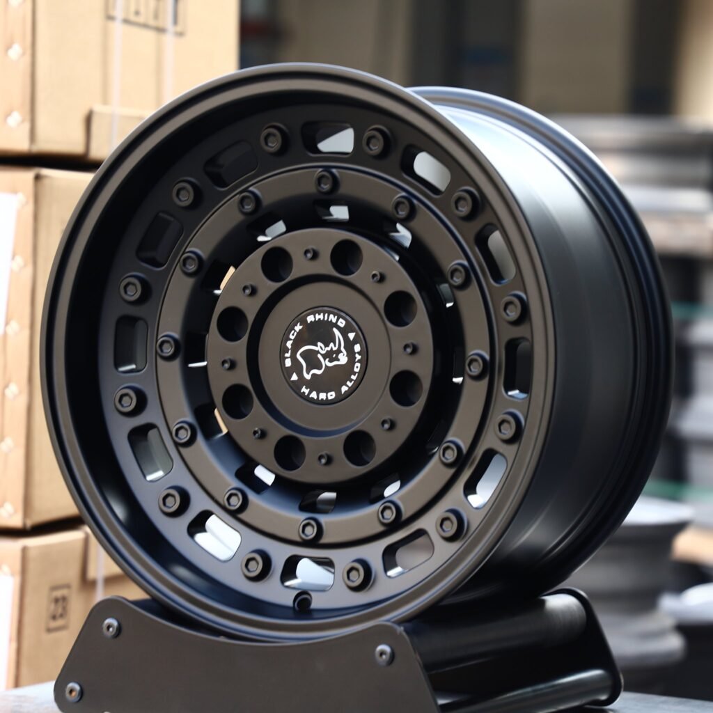 Rhino Matte Black Semi-Full-Face Exposed Bolt Detail Forged Wheels - Jeep Wrangler / Toyota Land Cruiser Fitment (5-Lug) view 2
