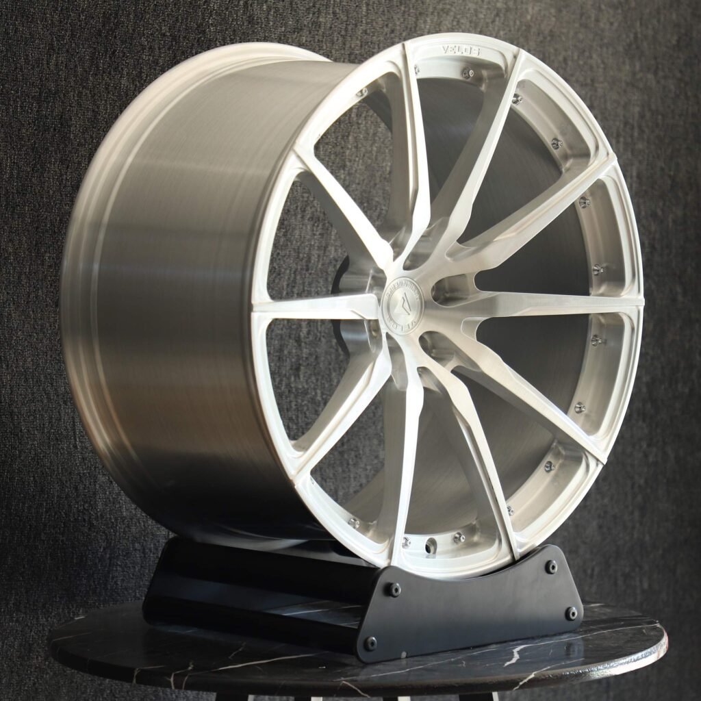 5x114.3 wheels – Riveted Brushed Silver 10-Spoke, side view