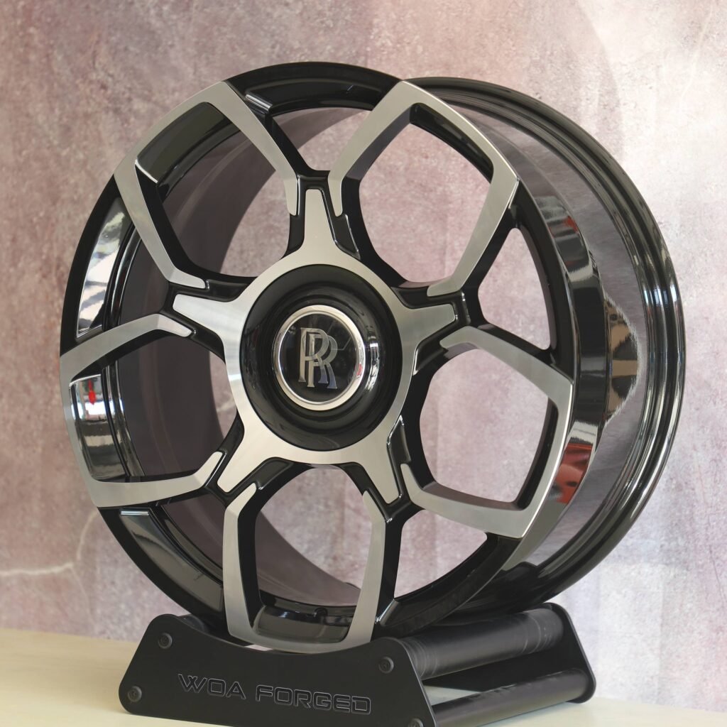 5x112 wheels – Matte Silver Petal-Spoke Machined Face, side view