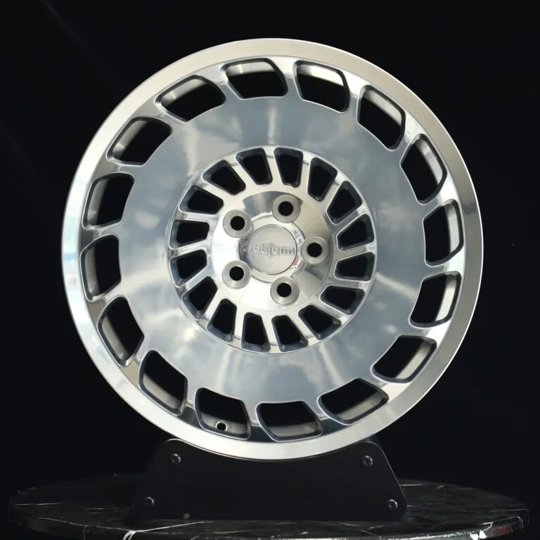Volkswagen Golf GTI wheels – Rotiform Bright Silver Full-Face Double-Ring, front view