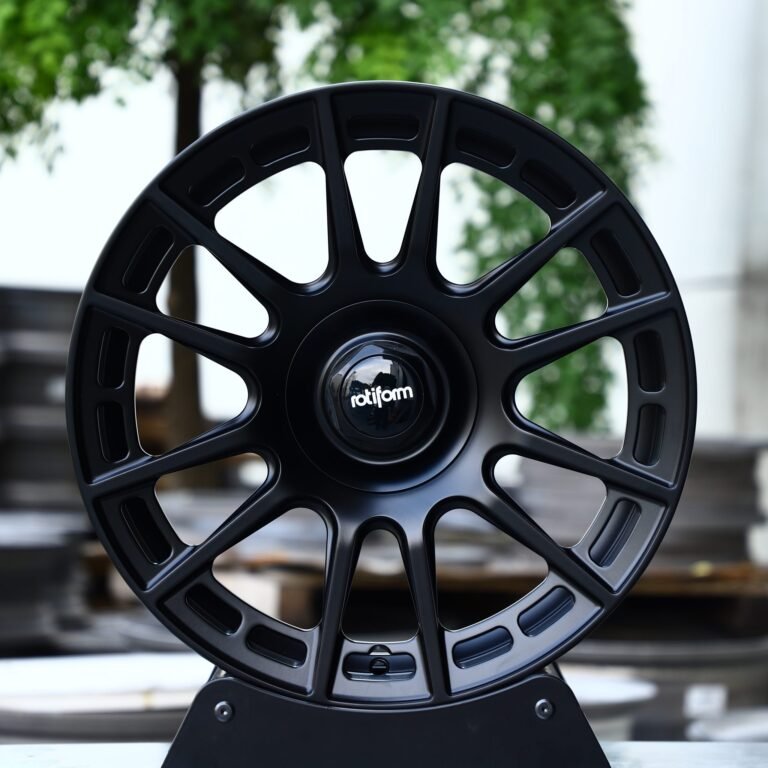 Volkswagen Golf GTI wheels – Rotiform Gloss Black 12-Spoke Decorative Detail, front view