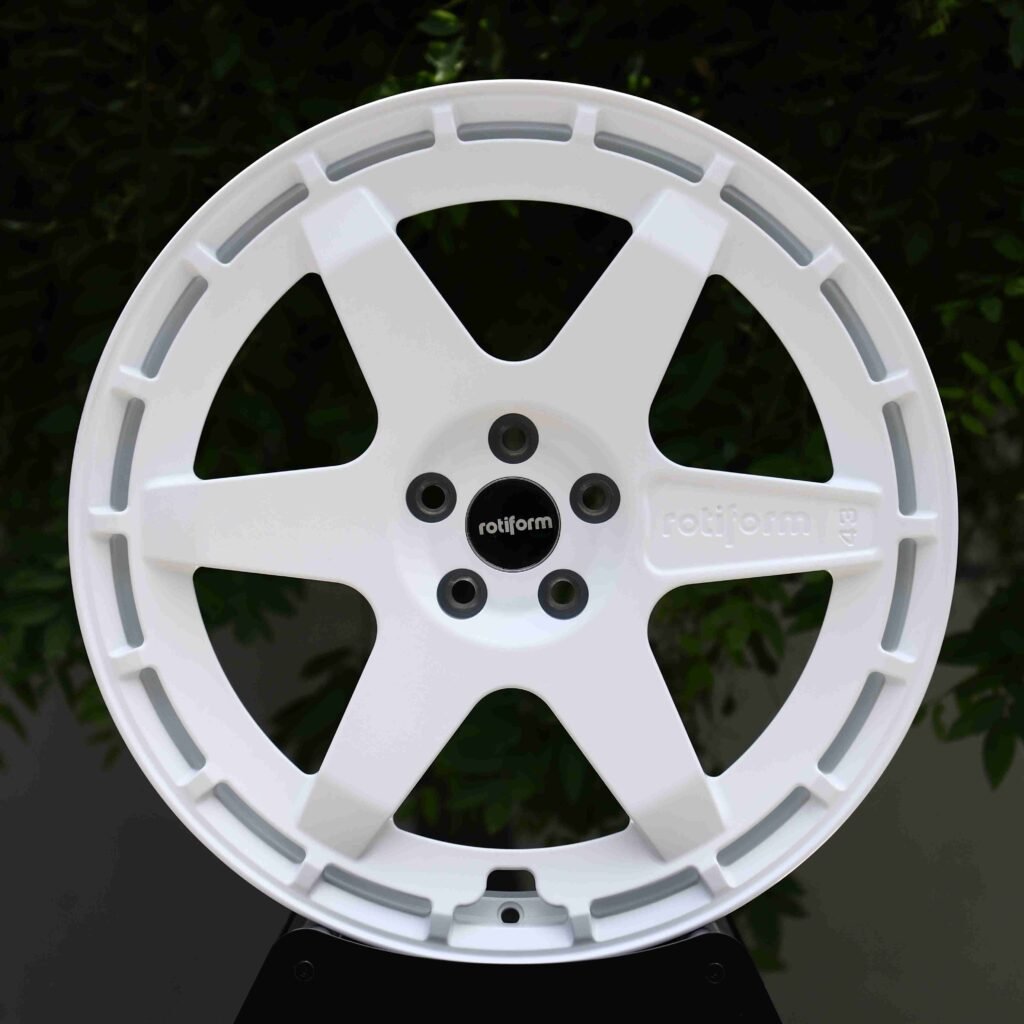 Volkswagen Golf GTI wheels – Gloss White 6-Spoke (Rotiform SIX-Style), front view
