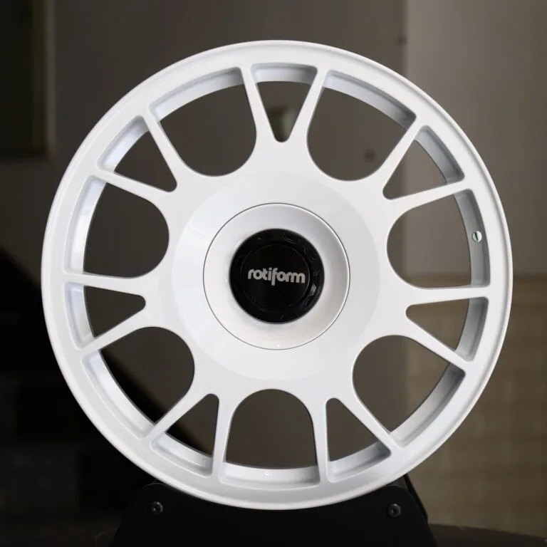 Volkswagen Golf GTI wheels – Rotiform Gloss White Custom, front view