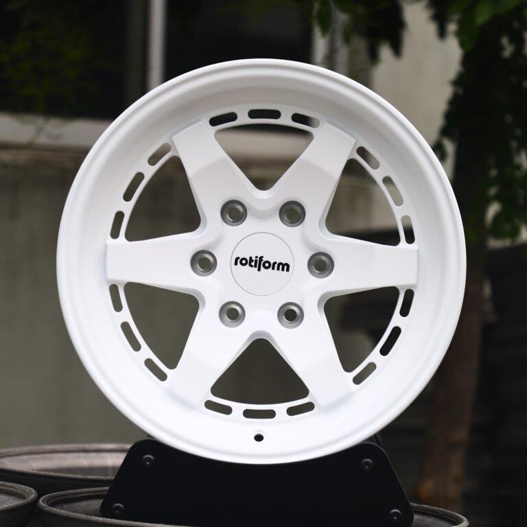 Toyota Tacoma wheels – Gloss White Deep Lip (Rotiform SIX-Style), front view