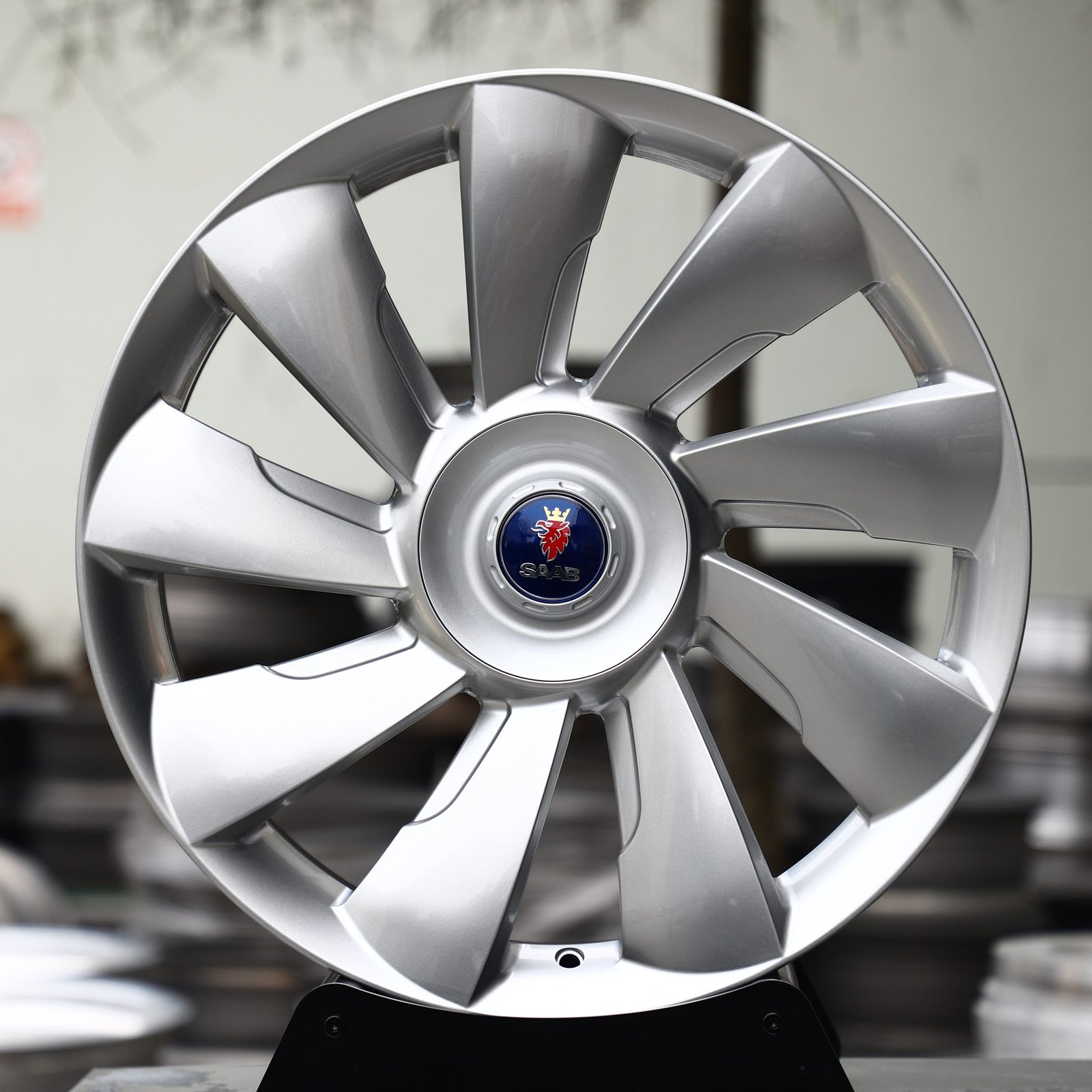 Saab 9-3 wheels – Hyper Silver Turbine 10-Spoke (Saab OEM-Style), front view