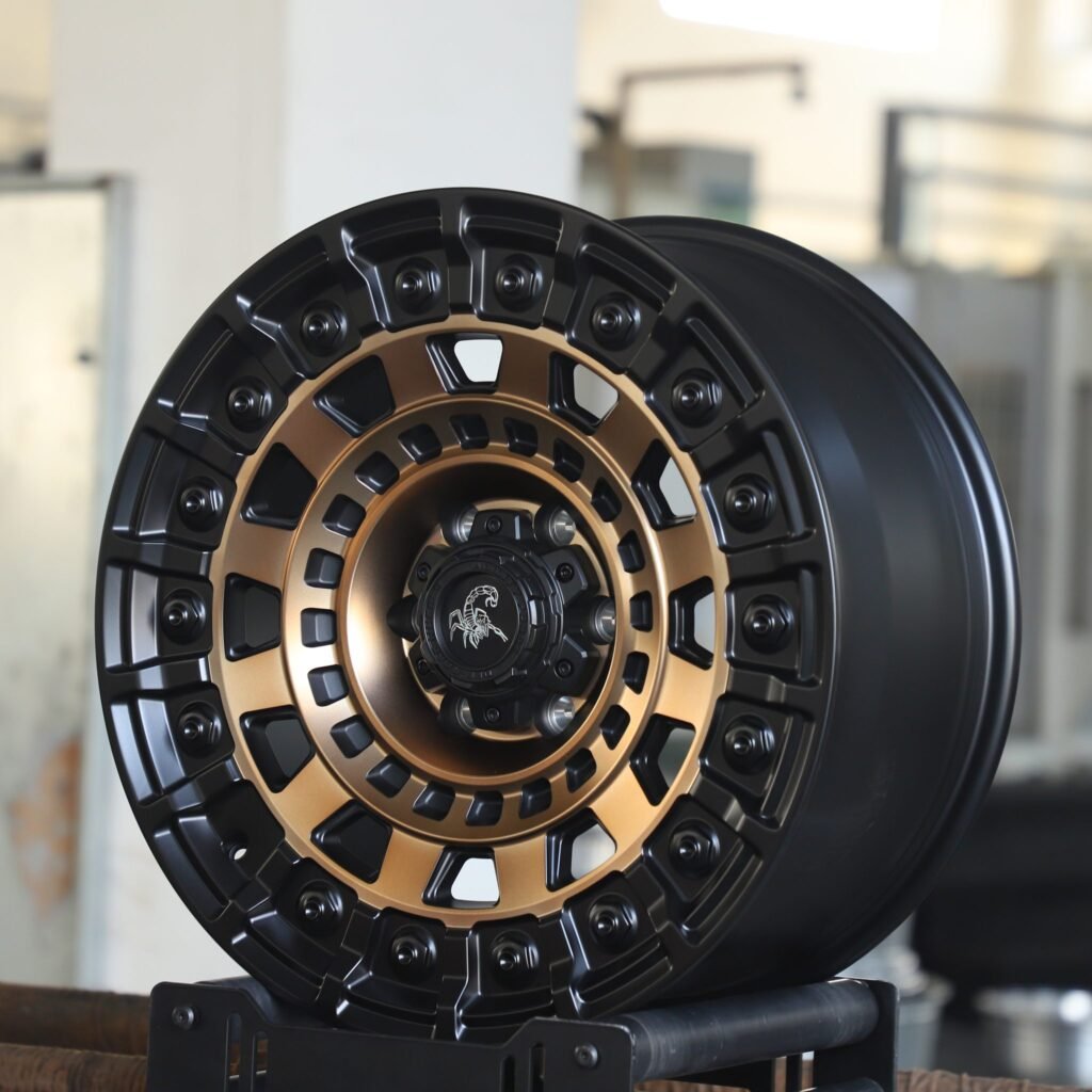 Toyota Tacoma wheels – Scorpion Custom Finish Exposed Bolt Detail, angled view