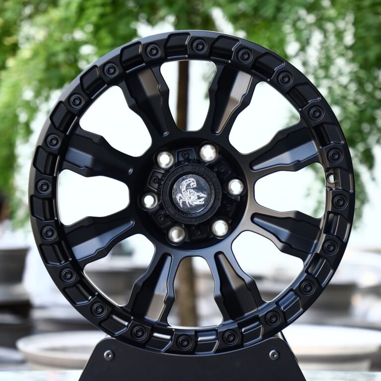 Toyota 4Runner wheels – Scorpion Gloss Black Exposed Bolt Detail, front view