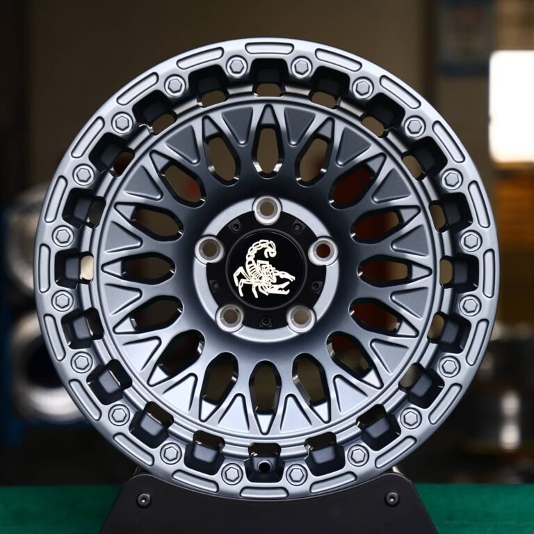 Jeep Wrangler wheels – Scorpion Metallic Gray Exposed Bolt Detail, front view