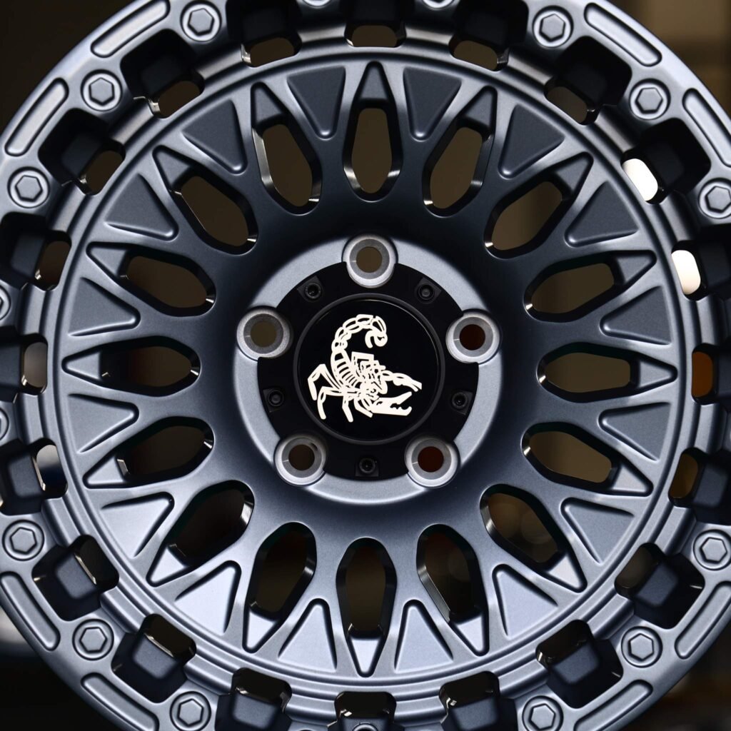 Jeep Gladiator wheels – Scorpion Metallic Gray Exposed Bolt Detail, lip and barrel detail