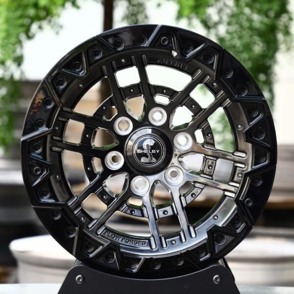 Shelby-Style Cobra Gloss Black Mesh Double Ring Lip Beadlock Off-Road Forged Wheels – Ford F-150 / Expedition, front view