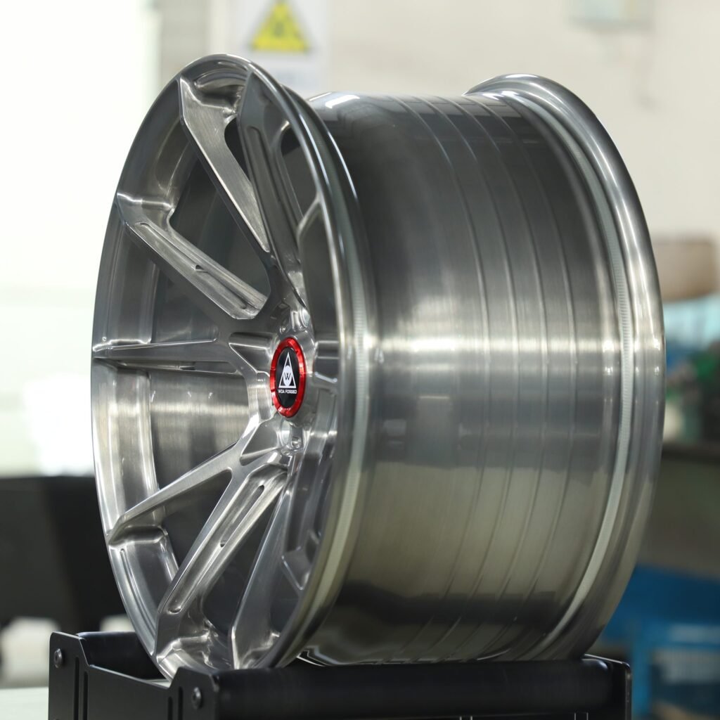 Tesla Model 3 wheels – Side-Milled Transparent Gray 5 Y-Spoke, lip and barrel detail