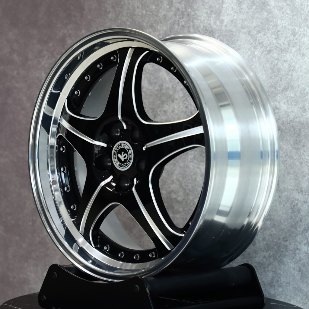BMW 5 Series wheels – Silver 2-Piece 5-Star Spoke Deep Lip, angled view