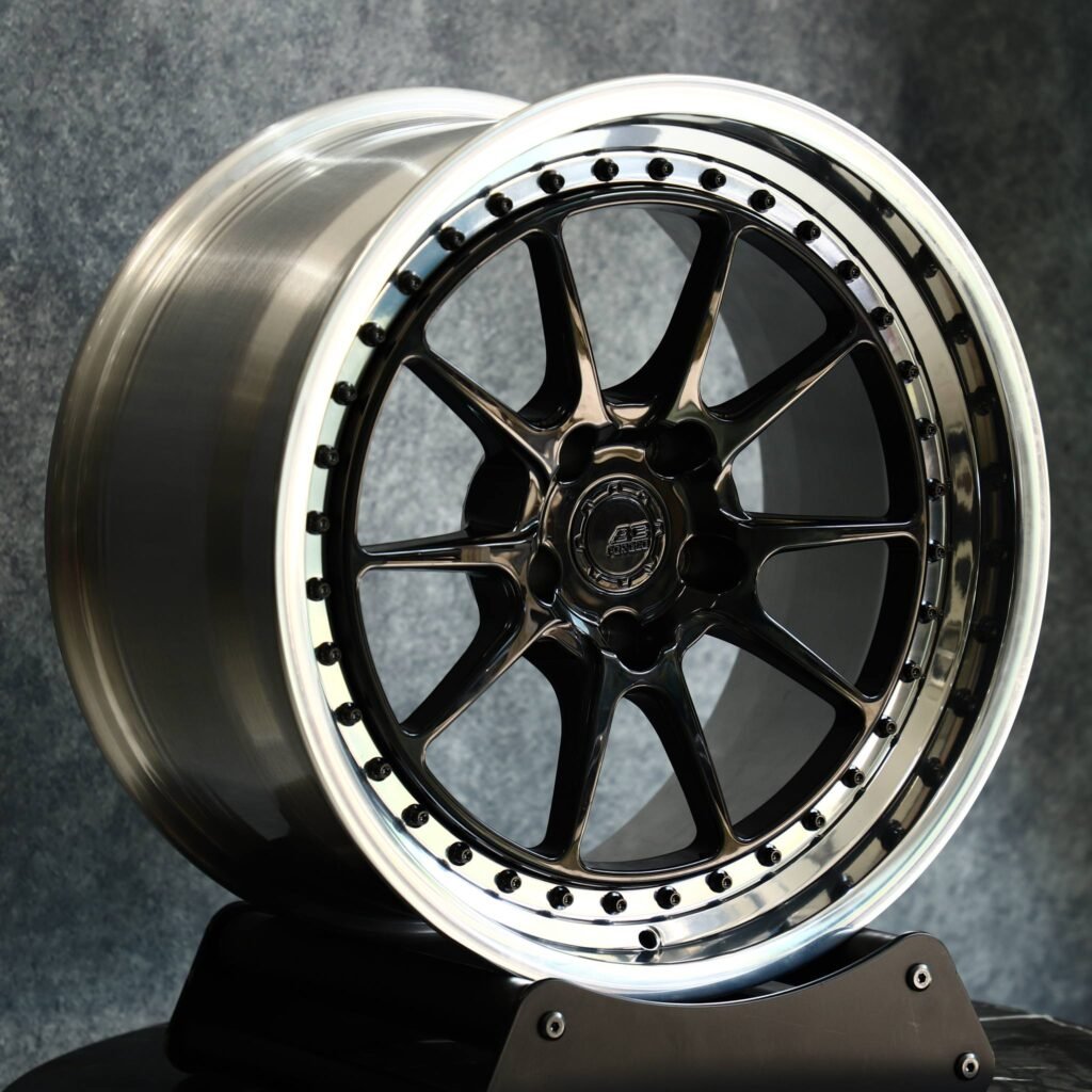 BMW 5 Series wheels – Silver 2-Piece Deep Lip Riveted, angled view