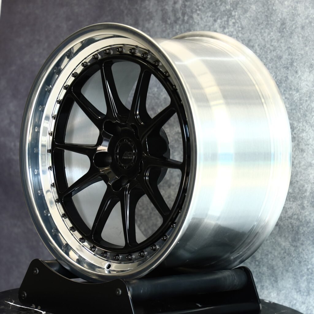 5x112 wheels – Silver 2-Piece Deep Lip Riveted, side view