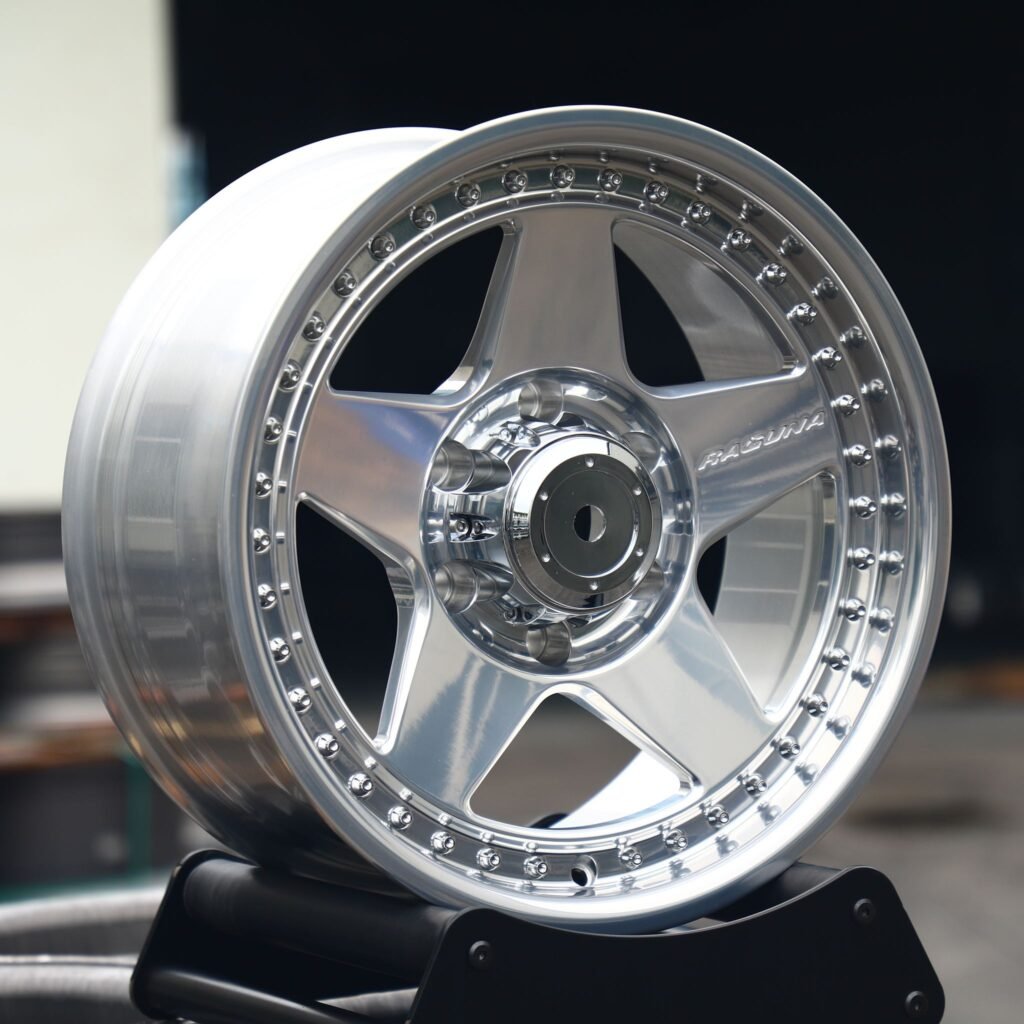 Toyota Tacoma wheels – Silver 5-Star Spoke Faux Rivet, angled view