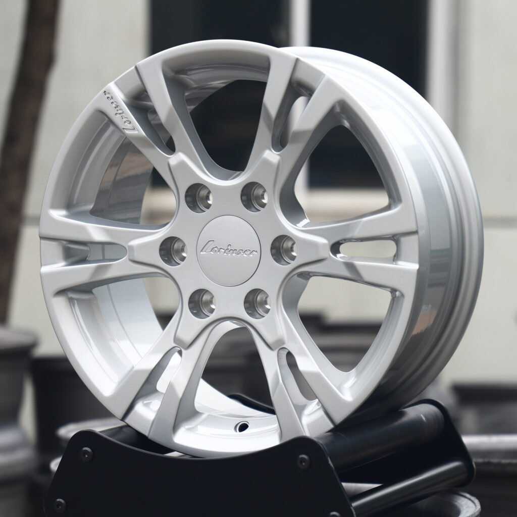 Toyota Tacoma wheels – Silver / Bright Silver Custom, angled view