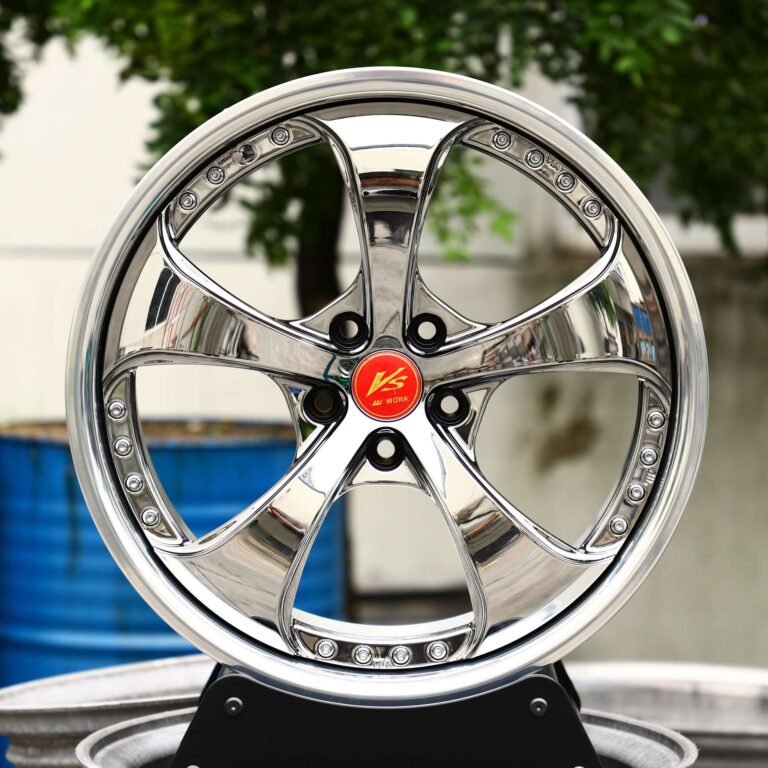 Audi A6 wheels – Silver / Chrome 2-Piece 5-Spoke, front view