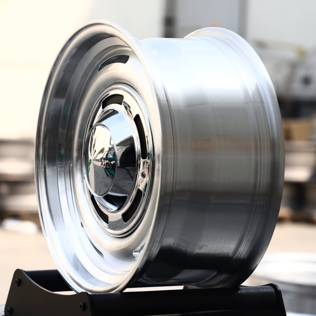 5x127 wheels – Silver / Chrome Slotted Dish, side view