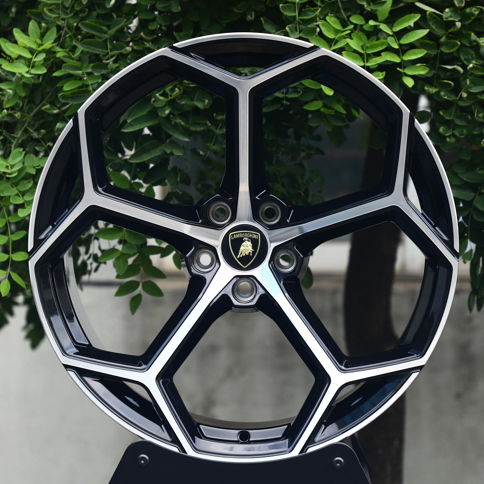 Lamborghini Huracan wheels – Silver / Gloss Black Machined Face, front view