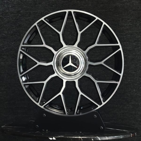 Mercedes-Benz E-Class wheels – Black / Machined Web-Mesh (Mercedes-Benz OEM-Style), front view