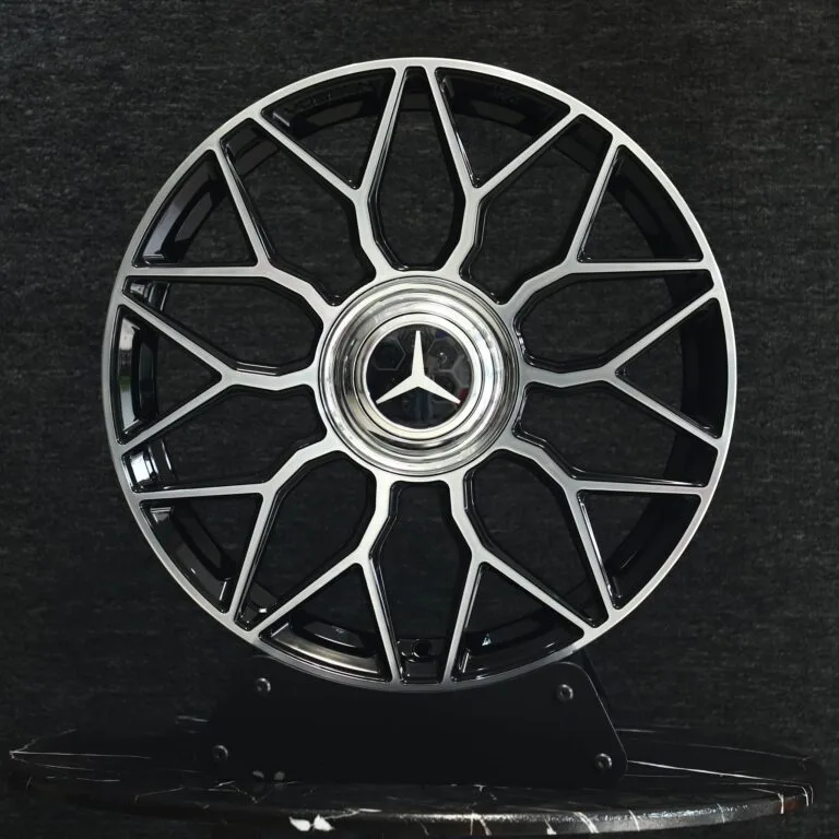Mercedes-Benz OEM-Style Black / Machined Web-Mesh Forged Wheels – Mercedes-Benz E-Class / S-Class, front view