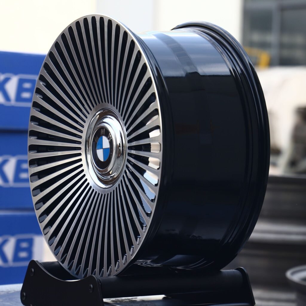 5x120 wheels – Silver / Gloss Black Multi-Spoke, side view