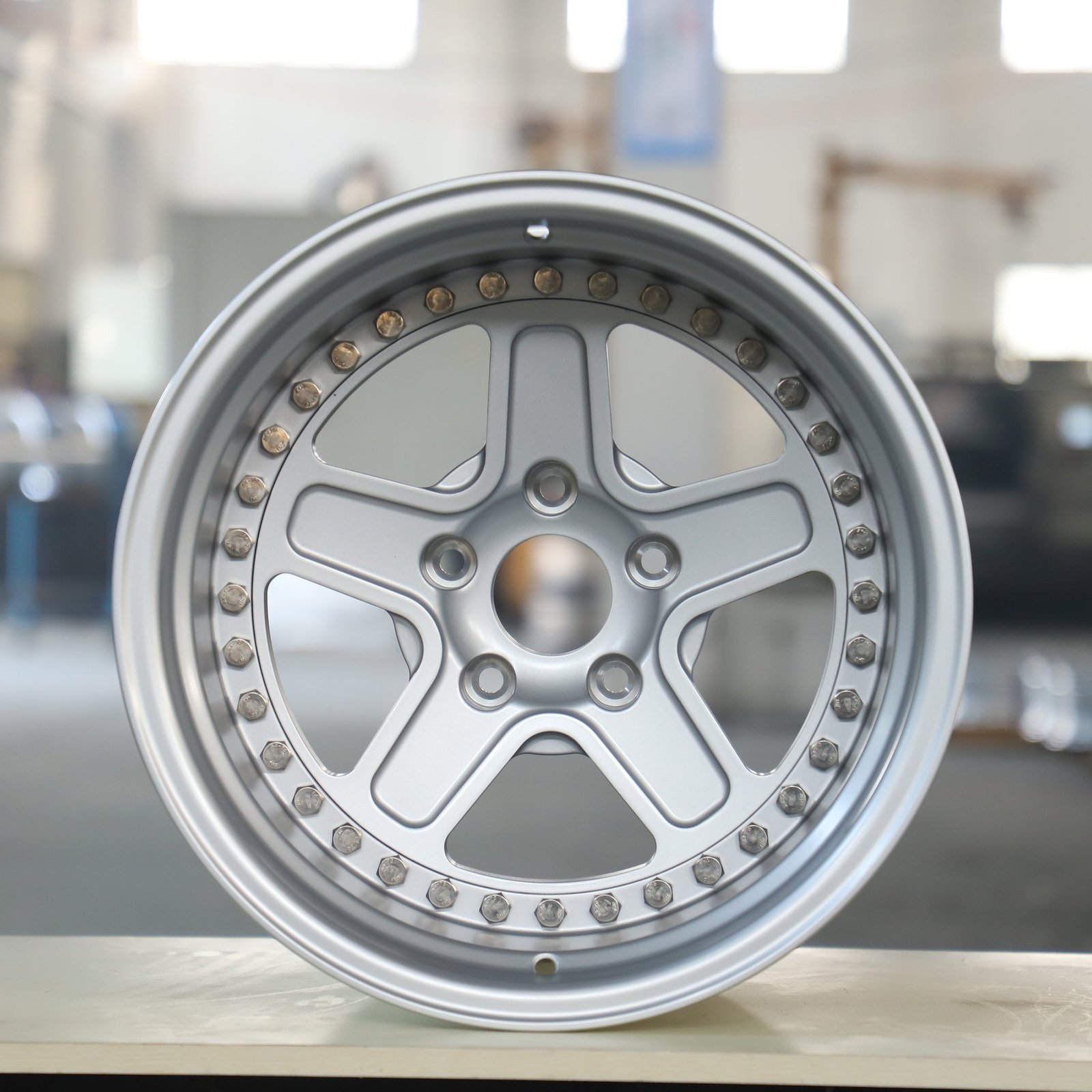 Audi A6 wheels – Silver / Matte Silver Faux 2-Piece Deep Lip, front view