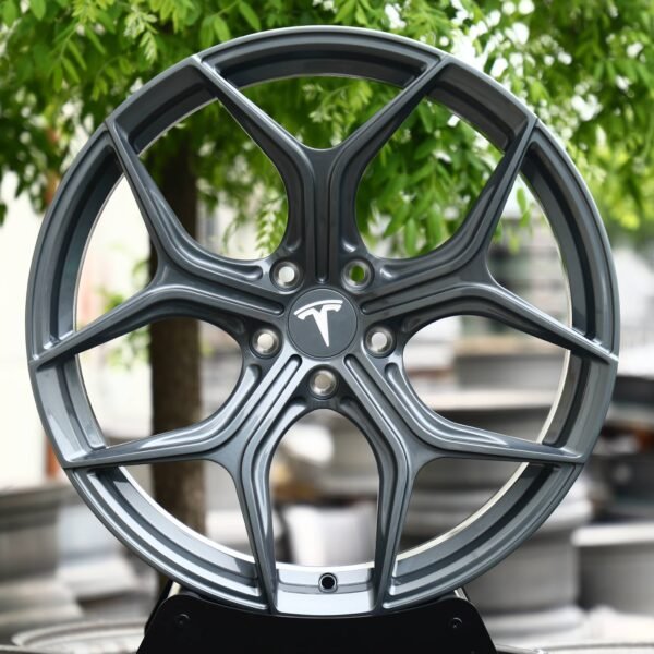 Tesla Model 3 wheels – Gunmetal 5 Y-Spoke (Tesla OEM-Style), front view