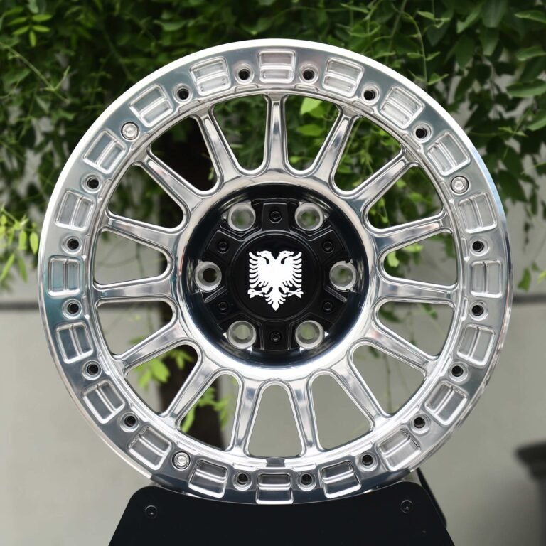 Toyota Land Cruiser wheels – Mirror Polished 15-Spoke Beadlock, front view