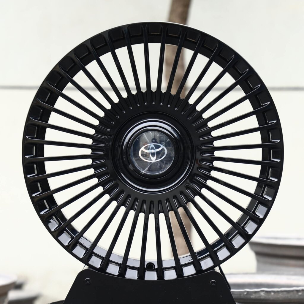 Toyota Camry wheels – Gloss Black Turbine Multi-Spoke (Toyota OEM-Style), front view