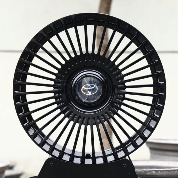 Toyota Camry wheels – Gloss Black Turbine Multi-Spoke (Toyota OEM-Style), front view