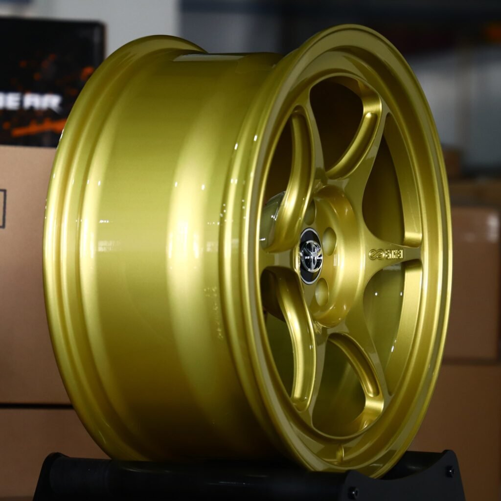 5x114.3 wheels – Gold 6-Spoke (Toyota OEM-Style), side view