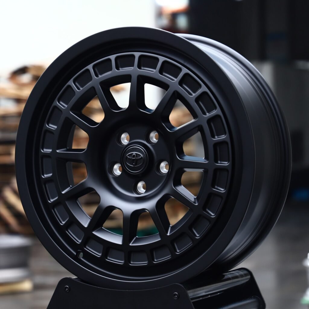 Toyota Tundra wheels – Matte Black Multi-Spoke (Toyota OEM-Style), angled view