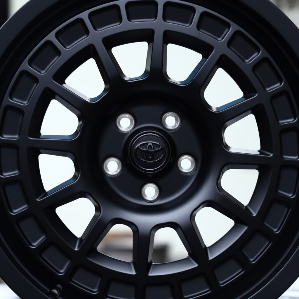 Toyota Land Cruiser 300 wheels – Matte Black Multi-Spoke (Toyota OEM-Style), lip and barrel detail