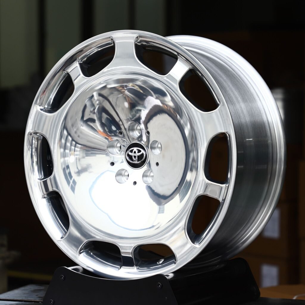 Toyota Supra wheels – Mirror Polished Full-Face (Toyota OEM-Style), angled view